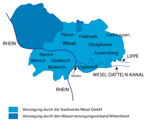 Versorgungsgebiet der Stadtwerke Wesel